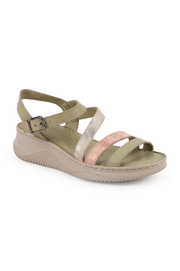 Women's Sandals Daily Genuine Leather Anatomical Padded Sole with Buckle 26Y-2335