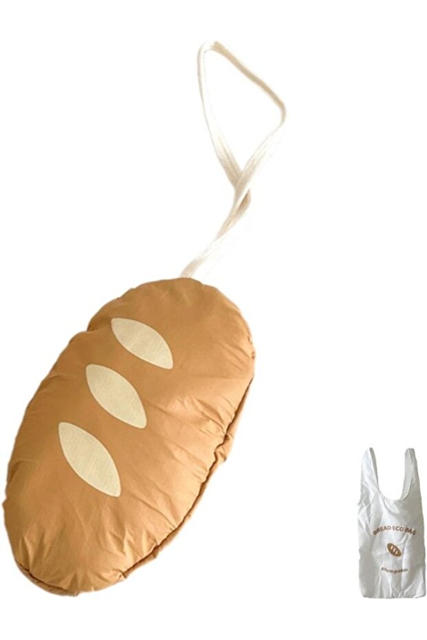 Foldable shopping bag, bread-shaped, brown