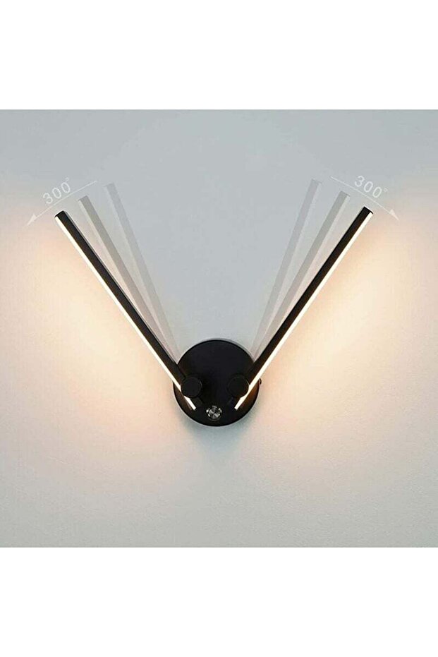 Bathroom Wall Light with Switch, 2 Bulbs, 12W, LED for Bathroom Mirror 73cm, Double LED Light, 300° Adjustable Arm (Black 3000K)