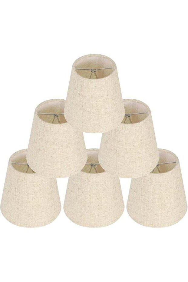 6-piece table lamp shade set includes clip-on linen crystal candlestick shades.