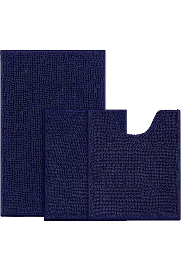 3 Piece Bath Mats Bathroom Rugs Sets Non Slip Extra Absorbent Plush Chenille Soft Washable