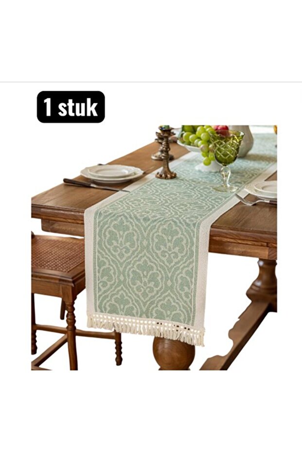 1-Piece Table Runner - Red Waterproof Pattern Table Runner - 350x35 cm Long Table Runner, Holiday Decoration - Cotton and Linen T...