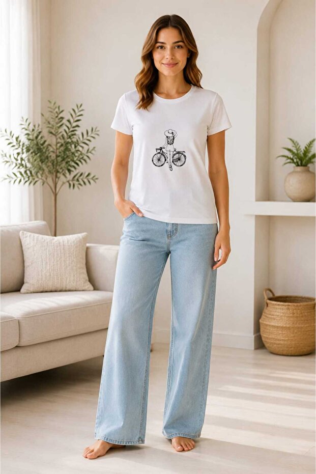 Bicycle Printed White T-Shirt