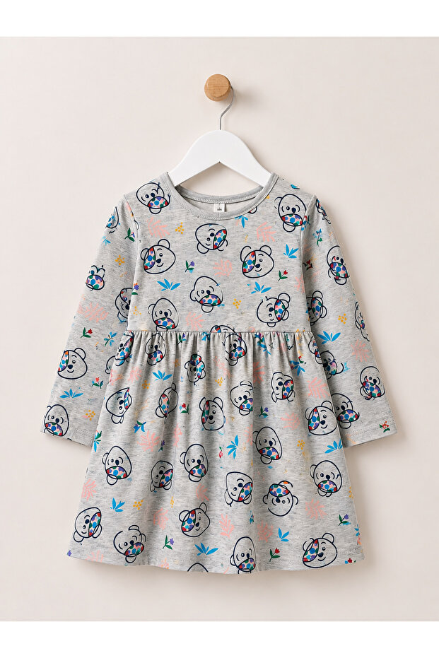 Girl's Printed Combed Cotton Dress Grimelange