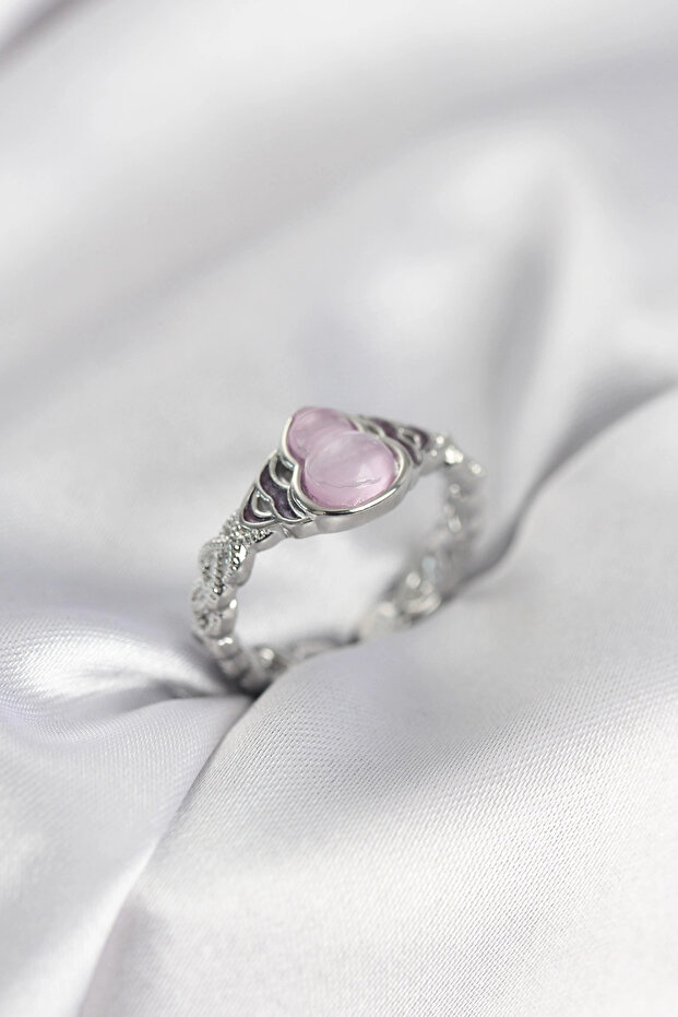 Silver Color Pink Drop Model Women's Ring