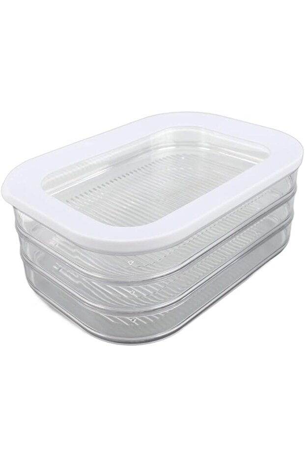 Meat Containers for Fridge with Lid, Large Capacity Rectangular Airtight Bacon Keeper Delis Food Storage Container, Refrigerator Organizer for Lunch Meat Storage