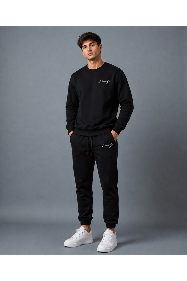 Men's Sweat Suit Set Zero Collar Winter Suit
