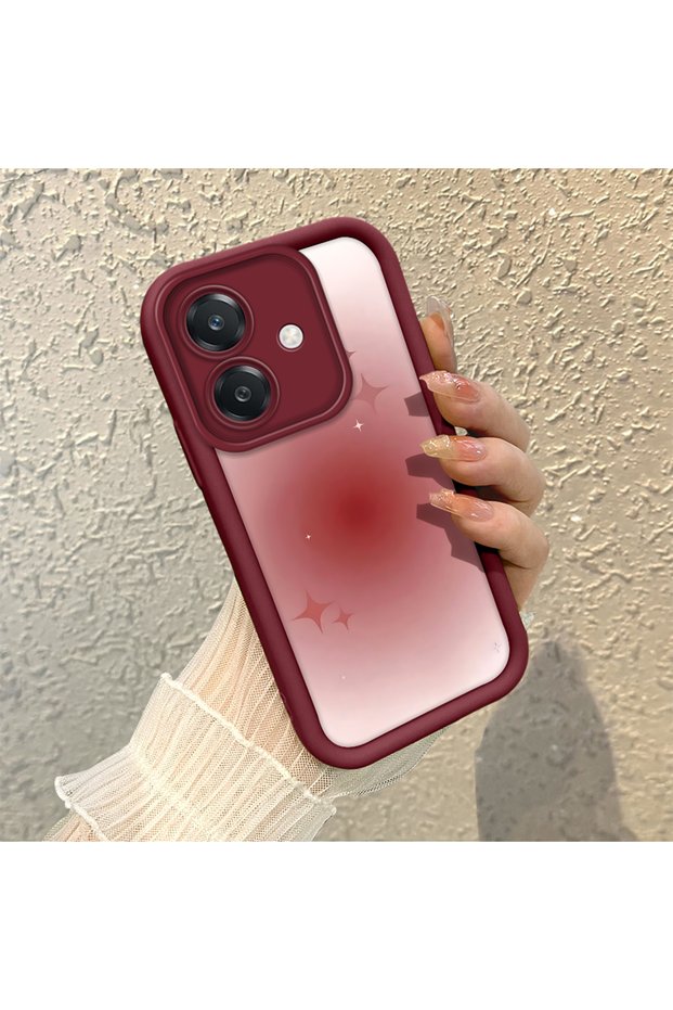 Oppo A3/A3X 4G/5G Compatible Burgundy Blur Gradient Star Pattern Silicone Case