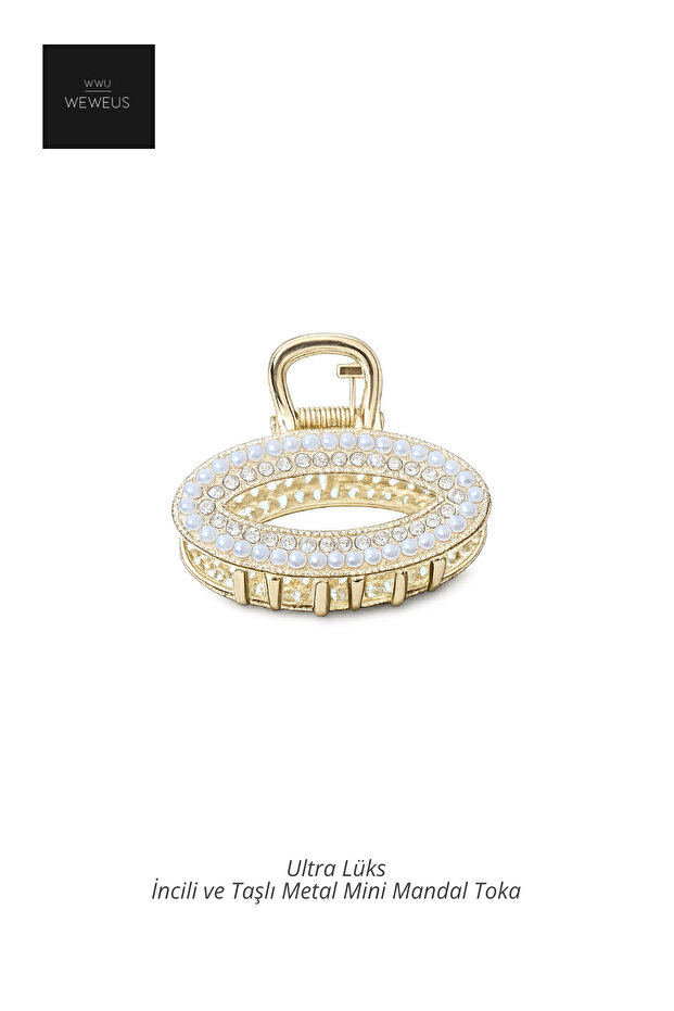 Oval Pearl and Stone Metal Luxury Latch Buckle
