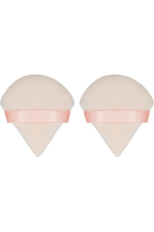 2 PCS Triangular Makeup Puff with Case, Cosmetic Setting Sponge for Liquid Foundation, Fac