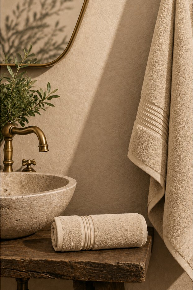 50X90 Cotton Hand and Face Towel | Soft Textured High Water Absorbent Bath Towel | Decorative Bordered for Daily Use