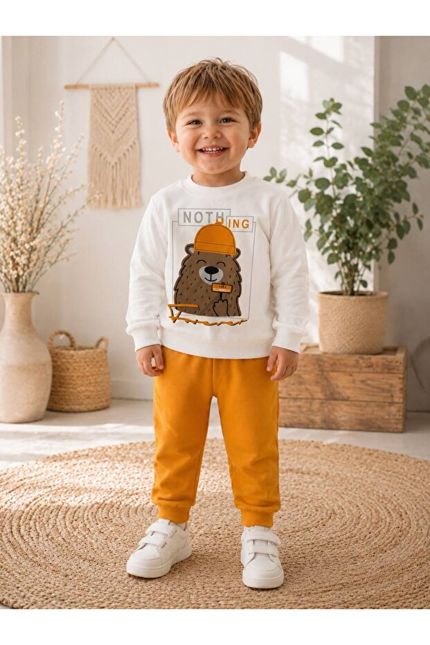 Teddy Bear Printed Baby Tracksuit Set