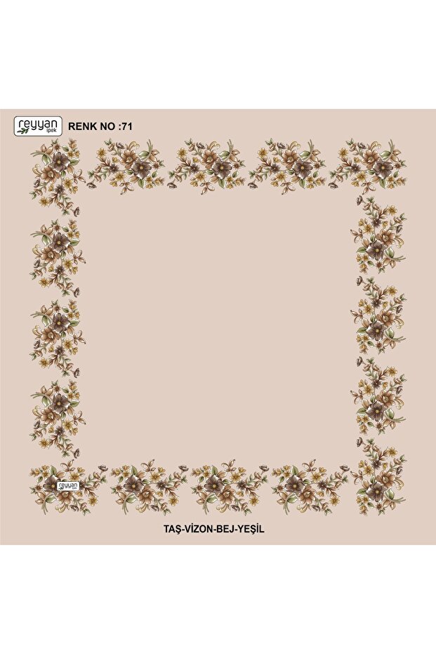 Bagged Flat Floral 90' Embroidered Yemeni Inner Tulle, 90X90 Cm, with Empty Center and Floral Edges