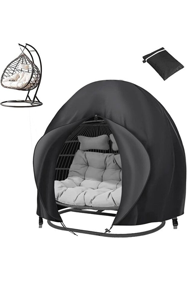 Double hanging chair cover - Black, 230 x 200 cm, waterproof and durable.