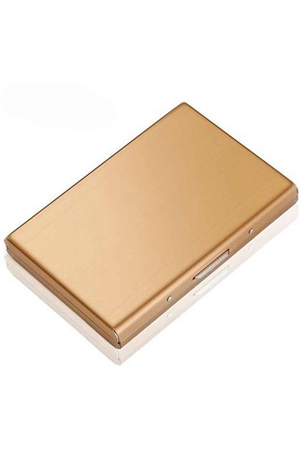 Metal card holder silver locking 6 slots slim 10x7.5x2.5cm.
