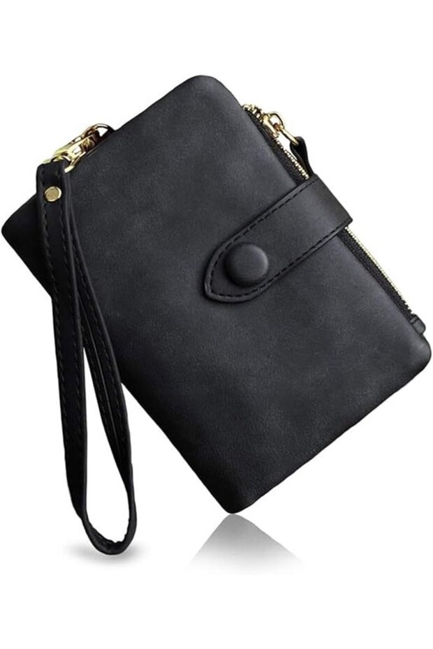 Women's mini wallet army green PU holder.