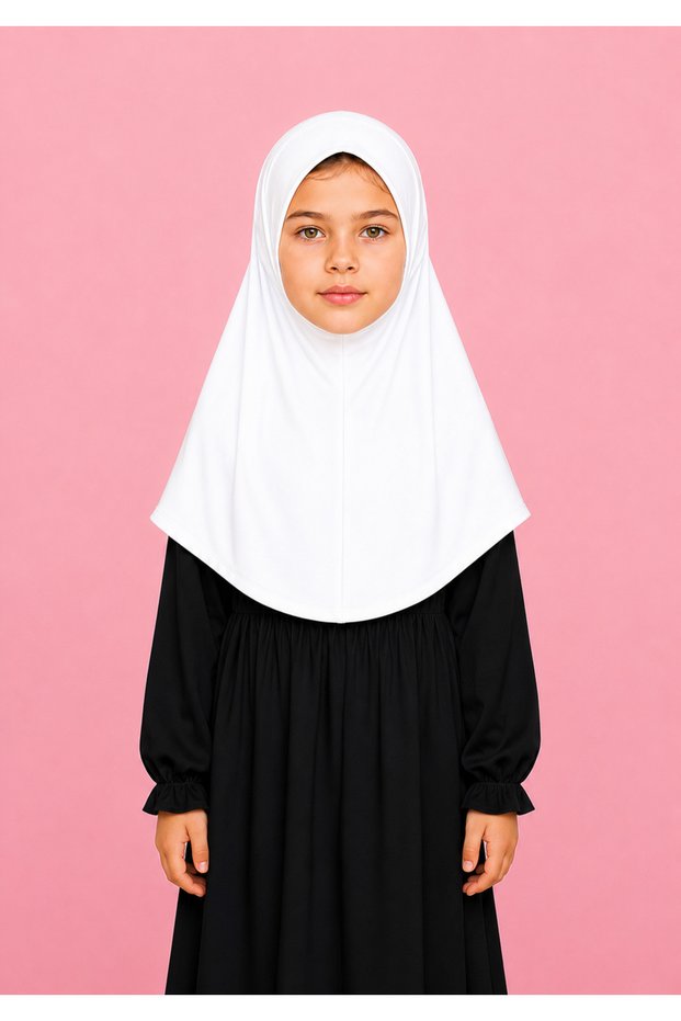 Girls’ Pink Khimar Hijab – Modest Islamic Head Covering for Girls, Full-Coverage Muslim Hijab