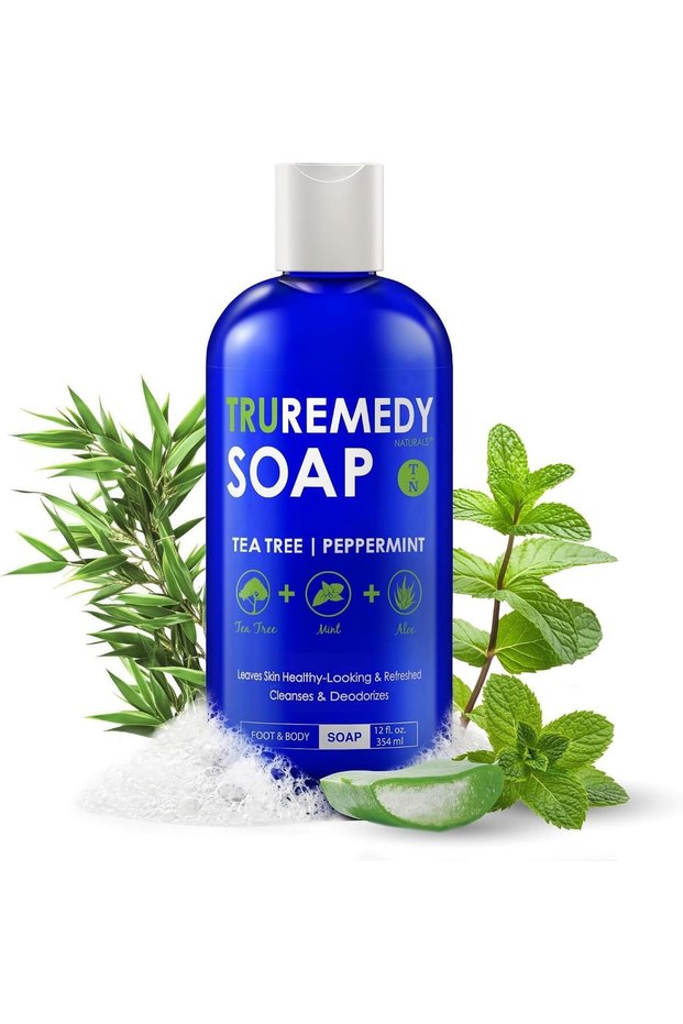 Remedy Soap Tea Tree Oil Body Wash, Helps Body Odor, Athlete's Foot, Jock Itch, Ringworm, Yeast Infections, Skin Irritations, Shower Gel for Women/Men, Natural Mint & Aloe Skin Cleanser 12 Oz