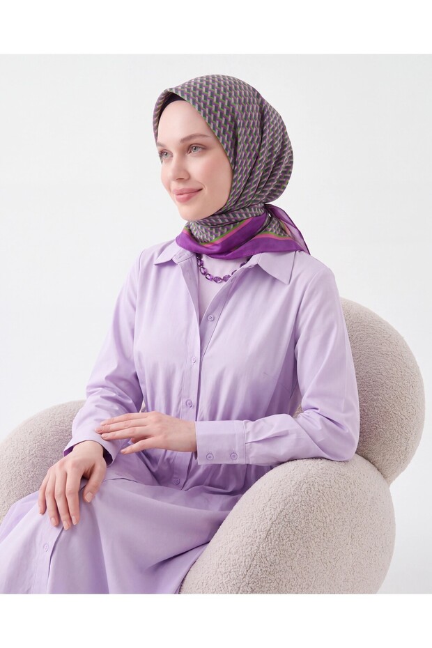 Olinda Silk Scarf Herringbone Purple