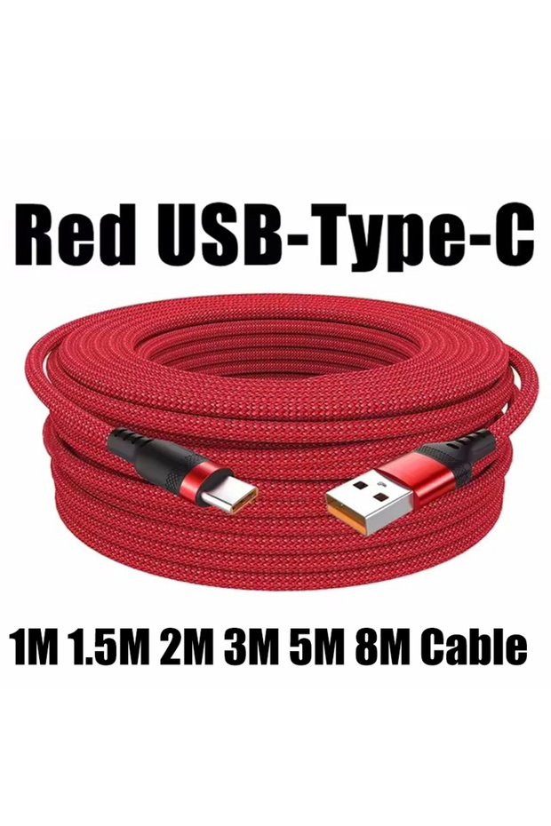 5m Red USB C 6A Super Fast Charger Cable Fast USB Type C Charging Data Cord Quick Charger 1M-8M Cabl