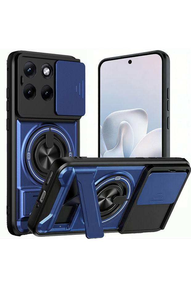 Blue Moto Edge 70 Fusion Suitable Case for Moto Edge 70 Fusion 4G 5G Magnetic Car Ring Holder Stand