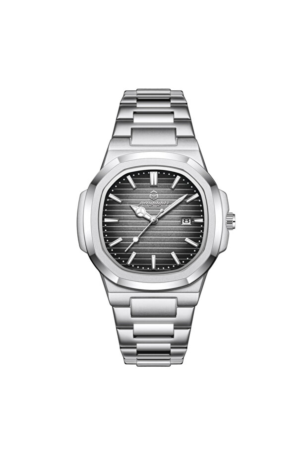 Silver black 2026 New Luxury Military Man Watch Square Waterproof Luminous Date Week Men Watch Stain