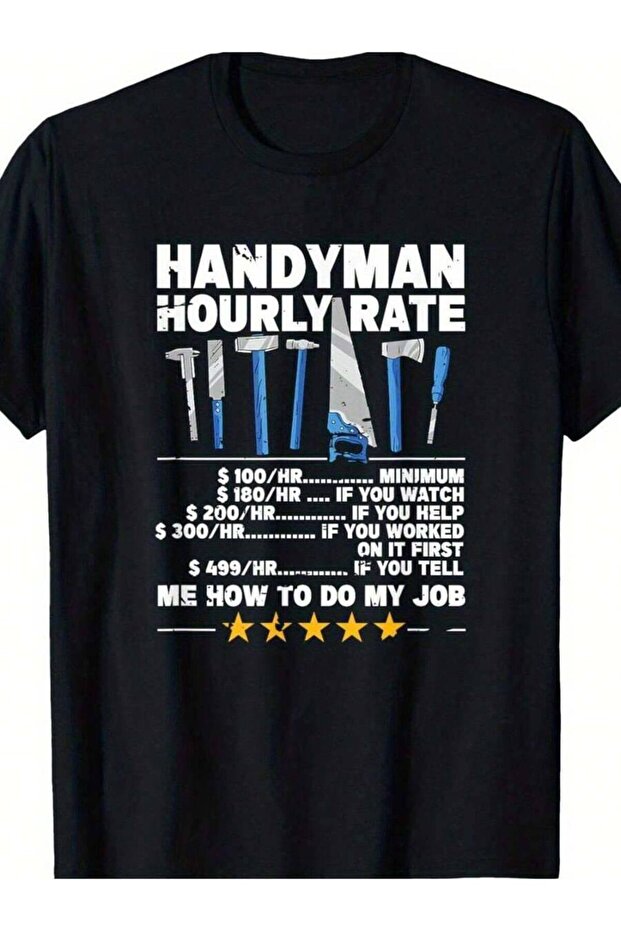 Fun Artisan Hourly Wage T-Shirt Tool Pattern Oversized Cotton Tee Construction Worker DIY Enthusiast Casual Short Sleeve Crew Neck Gift