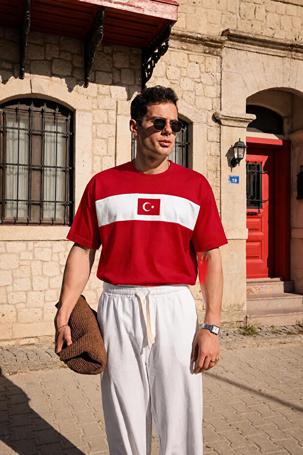 Turkey Red White Cotton Tshirt