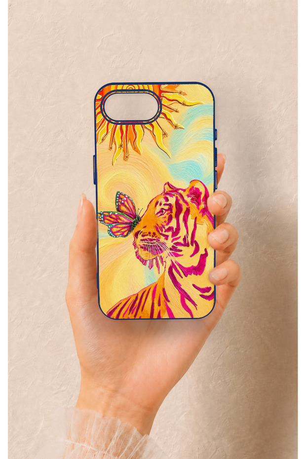 iPhone 16E Compatible Tiger of the Sun Patterned Silicone Case