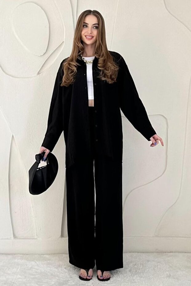    Black Alice Shirt and Loose Cut Pants Set