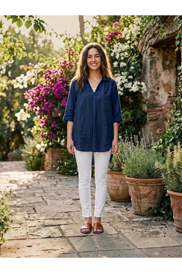 100% Cotton Voile Fabric Tunic Blouse