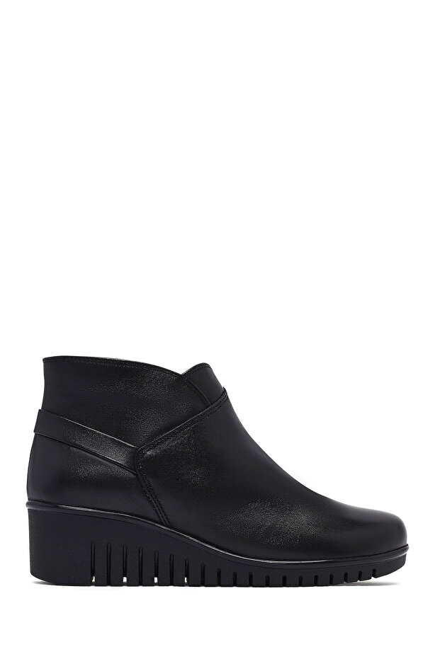 Women's Black Zippered Leather Comfort Boots Wf410008Dv