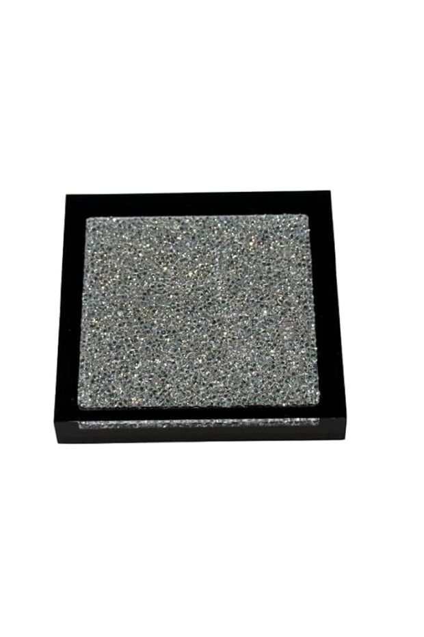 Luxury Coaster with Austrian Crystals – Elegant Black Decorative Drink Coaster for Coffee Table, Dining Table, Bar, Home Décor & Gift