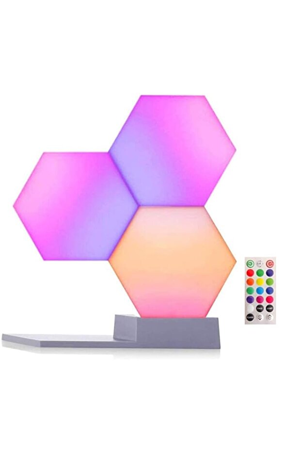 Hexagonal LED Smart Wall Lamp, Touch Sensitive Modular Honeycomb Light Panels, Bright Indoor Lighting Solution, 3-Pack Decorative Starter Kit for Home Decor