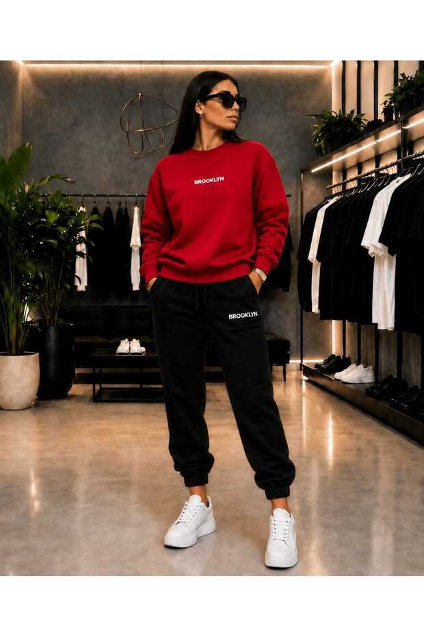 Zero Collar Sweat Suit 2-Piece Combination Winter Shardoon Brooklyn Printed Women's / Men's Unisex Model