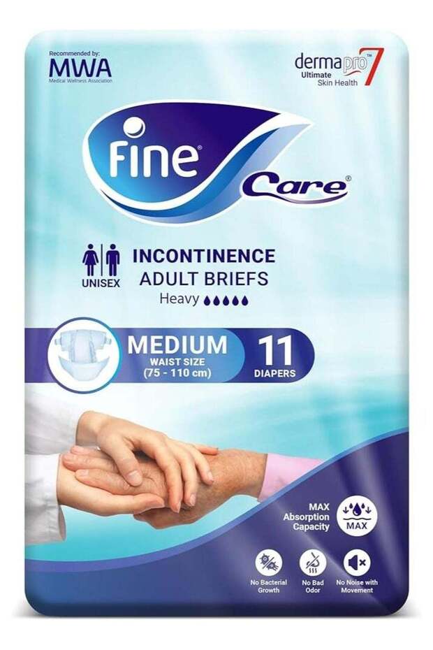 Incontinence Adult Briefs, Heavy Absorption, Medium (75-110 cm), 11 Diapers