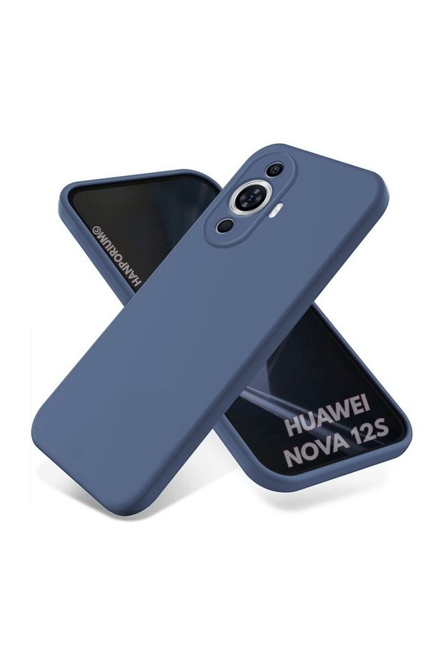 Huawei Nova 12S Compatible Silicone Case - Flexible Cover with Camera Protection in Pastel Color Tone - Navy Blue