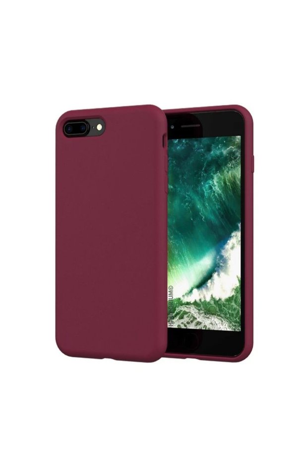 Apple iPhone 7 Plus Compatible Silicone Case Pastel Color Tone Flexible Cover with Camera Protection Claret Red