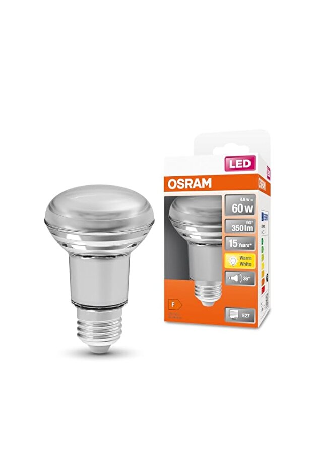 OSRAM LED reflector lamp/Base: E27 / Warm White / 2700 K / 4.30 W/replacement for 60 W Reflector lamp/LED STAR R63 [Energy efficiency class A+] / pack of 10