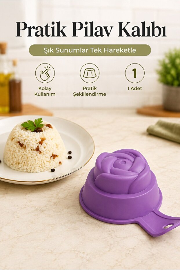 Rice Mold with Rose Pattern and Handle, Practical for Portioning and Serving (1 Piece)