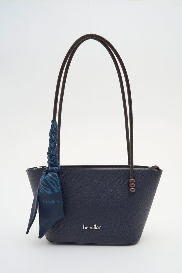 Benetton Women's Shoulder Bag Dark Blue-Brown Bnt1946