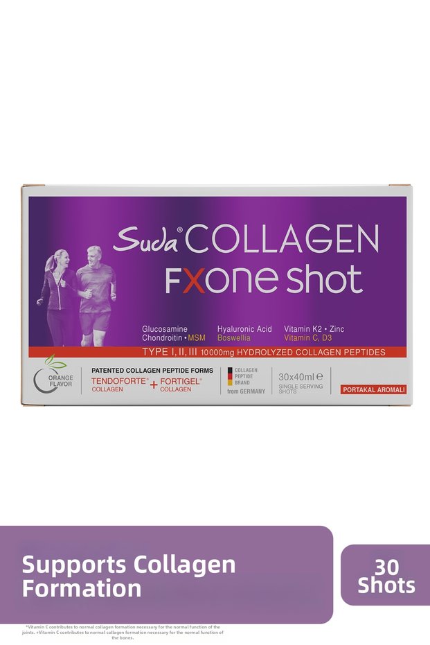 Fxone Hydrolyzed Collagen, Glucosamine, Vitamin C, Msm, Boswella, Joint-Bone Orange Flavored 30 Shots
