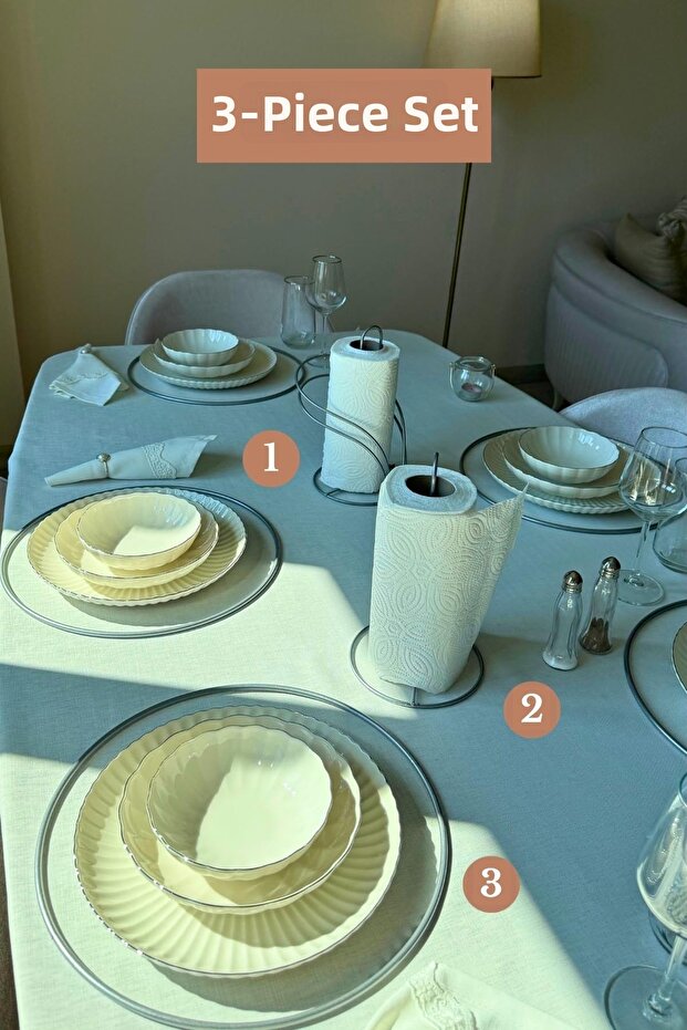 Set of 3 Matte Silver 6-Piece Supla Swan Napkin Holder Vertical Paper Towel Holder Kitchen Set