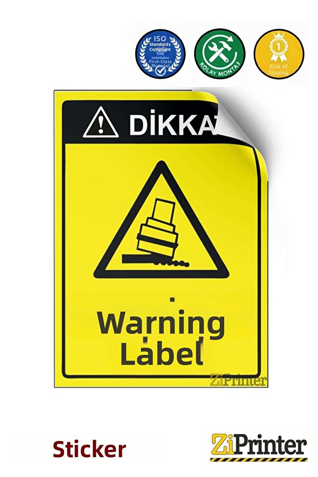 Attention! Rollover Risk Isg Warning Sign Sticker 50X70 cm