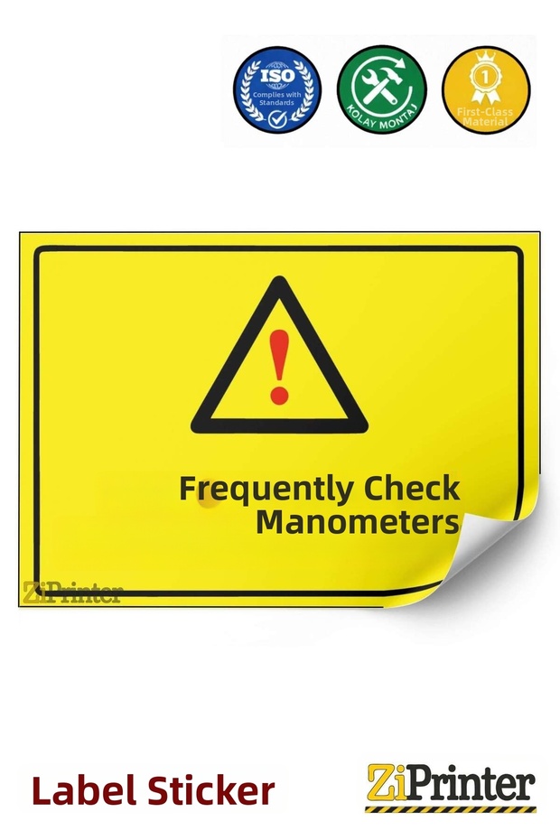 Regularly Check the Manometers! Isg Warning Sign Sticker 70X100 cm