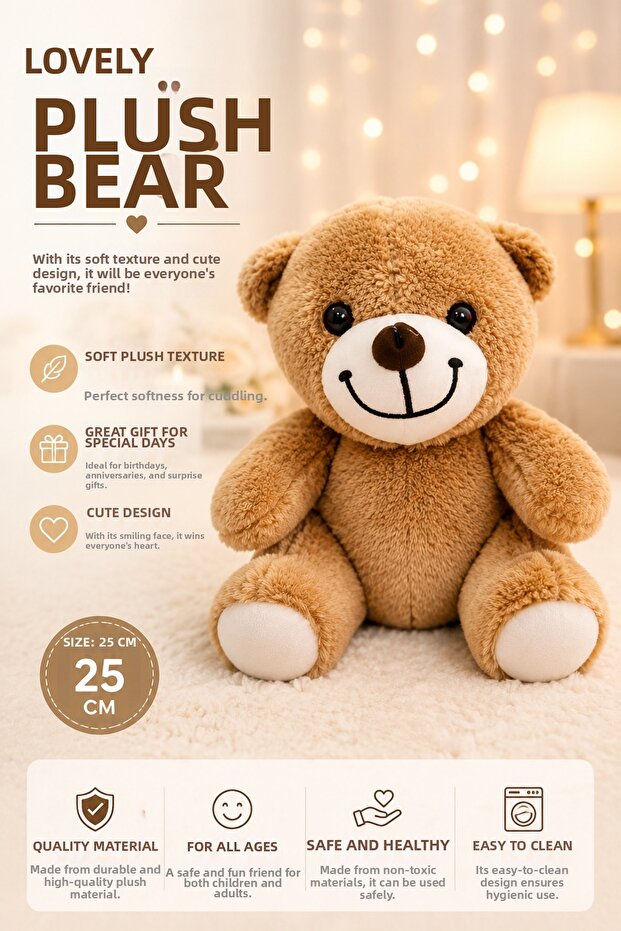 Cute Plush Teddy Bear 25 cm Soft Textured Decorative Teddy Bear for Kids and Gifts Plush Toy