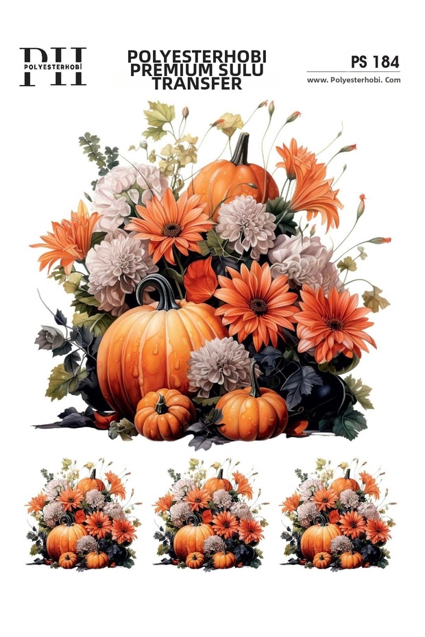 Premium Water Transfer 25X35 cm Flower and Pumpkin Patterned Ps 184