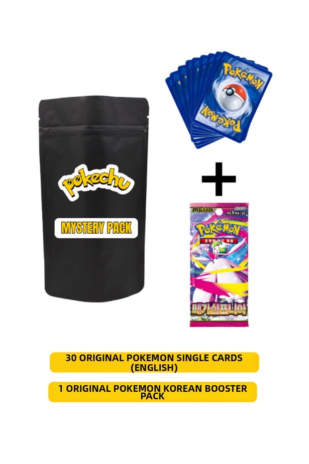 Pokechu Mystery Pack Version 3 (30 Pokemon Cards and 1 Korean Booster Pack)