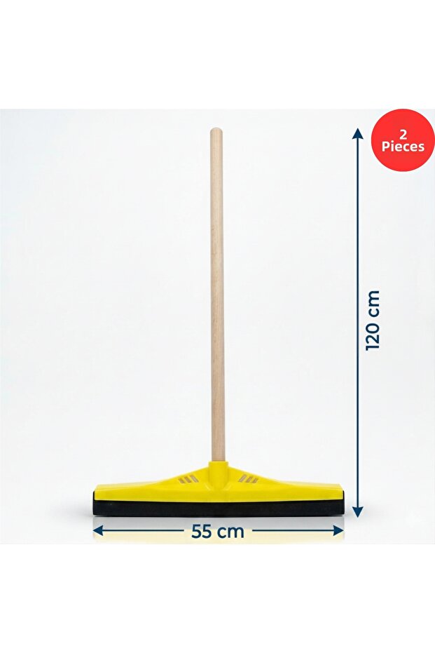 Rubber Floor Squeegee 55 cm + 120 cm Industrial Cleaning Set with Wooden Handle X 2 Pieces