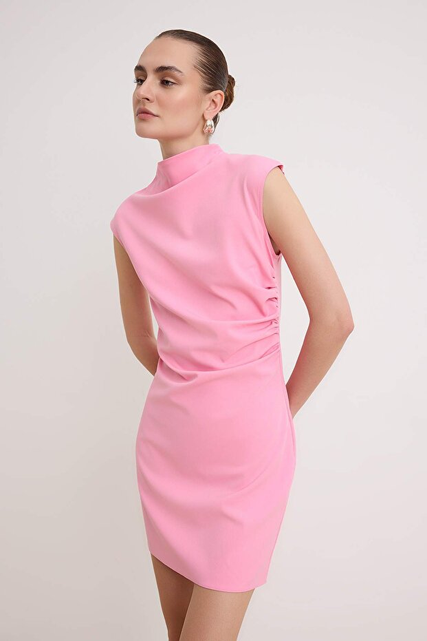 Pembe Düz Kısa / Mini Dokuma Elbise TWOSS26EL00306 - 2
